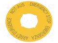 Description label; 22mm; Ø: 60mm; for emergency button EATON ELECTRIC M22-XBK1