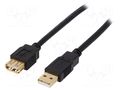 Cable; USB 2.0; USB A socket,USB A plug; gold-plated; 3m; black BQ CABLE CAB-USB2AAF/3G-BK