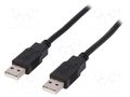 Cable; USB 2.0; USB A plug,both sides; nickel plated; 3m; black BQ CABLE CAB-USB2AA/3.0-BK