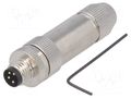 Connector: M8; male; PIN: 4; 30V; IP67; straight; shielded; for cable TE Connectivity T4011019041-000