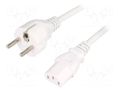 Cable; 3x1mm2; CEE 7/7 (E/F) plug,IEC C13 female; PVC; 5m; white LIAN DUNG SN310-3/10/5WH