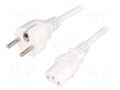 Cable; 3x1mm2; CEE 7/7 (E/F) plug,IEC C13 female; PVC; 5m; white LIAN DUNG SN310-3/10/5WH
