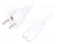 Cable; 3x1mm2; CEE 7/7 (E/F) plug,IEC C13 female; PVC; 3m; white LIAN DUNG SN310-3/10/3WH
