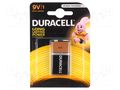 Battery: alkaline; 6F22; 9V; non-rechargeable; 1pcs; BASIC DURACELL BAT-6LR61/DR