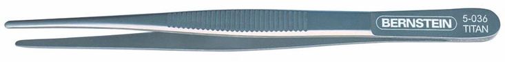 Titan tweezers, 145 mm, straight-round-wide, with fine serration 5-036