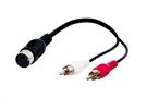 Audio Cable Adapter, DIN Female to Stereo RCA Male, 0.2 m - DIN female 180° (5-pin) > 2 RCA male (audio left/right) 50004