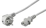 Angled IEC Cord, 2 m, Grey, (3*0.75 mm²), 2 m - safety plug hybrid (type E/F, CEE 7/7) 90° > Device socket C13 (IEC connection) 50076