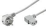 Angled IEC Cord on Both Sides, 2 m, Grey, (3*0.75 mm²), 2 m - safety plug hybrid (type E/F, CEE 7/7) 90° > Device socket C13 (IEC connection) 90° 50079