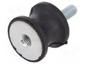 Vibration damper; M6; Ø: 25mm; rubber; L: 20mm; Thread len: 18mm ELESA+GANTER DVC2-433791
