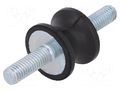 Vibration damper; M6; Ø: 20mm; rubber; L: 15mm; Thread len: 18mm ELESA+GANTER DVC1-433031