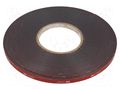Tape: fixing; W: 9mm; L: 33m; Thk: 0.6mm; acrylic; 93°C,max.149°C 3M 3M-5925-9-33