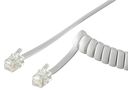 Phone Handset Spiral Cable, 2 m, white - copper-clad aluminium wire (CCA), RJ10 male (4P4C) > RJ10 male (4P4C) 50246