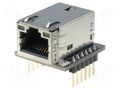 Module: Ethernet; Comp: W5200; 3.3VDC; SPI; 2.54mm; pin header,RJ45 WIZNET WIZ820IO
