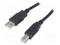 Cable; USB 2.0; USB A plug,USB B plug; 1m; black; Core: Cu BQ CABLE CAB-USBAB/1.0-BK