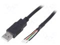 Cable; USB 2.0; wires,USB A plug; 0.5m; black; Cu; 24AWG,28AWG BQ CABLE CAB-USB-A-0.5-BK