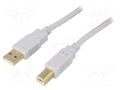 Cable; USB 2.0; USB A plug,USB B plug; gold-plated; 1m; grey BQ CABLE CAB-USB2AB/1.0G-GY