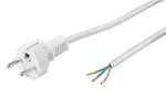 Heat-Resistant Protective Contact Cable for Assembly, 3 m, White and Silver, (3*0.75 mm²), 3 m, white-silver - safety plug hybrid (type E/F, CEE 7/7) > Loose cable ends 50504