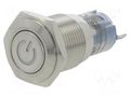 Switch: vandal resistant; Pos: 2; SPDT; 0.5A/220VAC; 1A/24VDC; IP40 ONPOW V16-21DT-12G-S