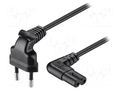 Cable; CEE 7/16 (C) plug angled,IEC C7 female angled; PVC; 2m Goobay SN15-02/07/020B
