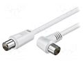 Cable; 1.5m; coaxial 9.5mm angled socket,coaxial 9.5mm plug Goobay AC-3C2V-A-0150-WH