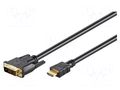 Cable; DVI-D (18+1) plug,HDMI plug; HDMI 1.4,single link; 2m GOOBAY HDMI-DV020G.020