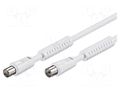Cable; 10m; coaxial 9.5mm socket,coaxial 9.5mm plug; white; 75Ω Goobay ACF-1000-WH