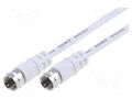 Cable; 10m; F plug,both sides; white Goobay CABLE-F/F-10