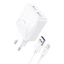 GaN Foneng EU50 charger, 35W 2x USB-C to Type-C to Lightning (white), Foneng GAN35 C - Light