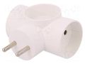 Connector: AC supply; splitter; 2P; 250VAC; 16A; Type: round; white PAWBOL PD.3804