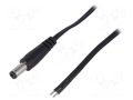 Cable; 2x0.5mm2; wires,DC 5,5/2,5 plug; straight; black; 1.46m ESPE DC.CAB.2600.0150E