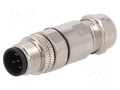 Connector: M12; plug; PIN: 5; male; 60V; IP67; soldering; for cable BULGIN MBNI12FIM05ASCPG7