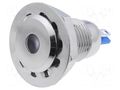 Indicator: LED; flat; red; 12VDC; Ø12mm; IP67; for soldering; brass ONPOW GQ12F-D/R/12