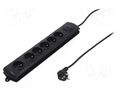 Plug socket strip: protective; Sockets: 6; 250VAC; 10A; black QOLTEC QS-50112