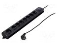 Plug socket strip: protective; Sockets: 8; 250VAC; 10A; black QOLTEC QS-50114