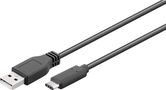 USB 2.0 Cable (USB-C™ to USB A), Black, 3 m - suitable for devices with a USB-C™ connection 55469