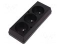 Connector: AC supply; female; splitter; 2P+PE; 250VAC; 16A; black JONEX TX-GN-370CZ