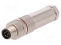 Connector: M8; male; PIN: 5; 30V; IP67; for cable; plug; 1.5A BULGIN PXMBNI08FIM05BSC