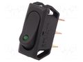 ROCKER; SPST; Pos: 2; ON-OFF; 25A/12VDC; black; LED,point; 12VDC SCI R13-242L-01-BBG