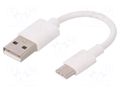 Cable; USB 2.0; USB A plug,USB C plug; 0.1m; white; Core: Cu; PVC GOOBAY USB-USBC-0.1-WH