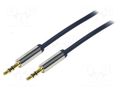 Cable; Jack 3.5mm 3pin plug,both sides; 1m; Plating: gold-plated LOGILINK CA10100