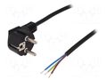 Cable; CEE 7/7 (E/F) plug angled,wires; 1.5m; black; 10A; 250V LOGILINK CP135