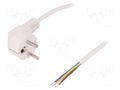 Cable; CEE 7/7 (E/F) plug angled,wires; 1.5m; white; 10A; 250V LOGILINK CP136