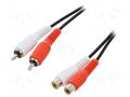 Cable; RCA socket x2,RCA plug x2; 5m; black LOGILINK CA1037