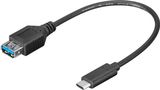 Sync & Charge Super Speed USB-C™ to USB A 3.0 extension cable, 0.2 m, black - USB 3.0 female (Type A) > USB-C™ male 56731