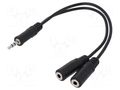 Cable; Jack 3.5mm 3pin plug,Jack 3.5mm socket x2; 200mm; black LOGILINK CA1046
