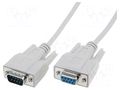 Cable; D-Sub 9pin socket,D-Sub 9pin plug; 3m; grey DIGITUS AK-610203-030-E