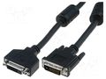 Cable; DVI-D (24+1) socket,DVI-D (24+1) plug; PE; 5m; black DIGITUS AK-320200-050-S