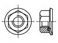 Nut; with flange; hexagonal; M5; 0.8; A2 stainless steel; 8mm BOSSARD B5/BN14476