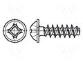 Screw; for plastic; 4x8; Head: button; Phillips; PH2; steel; zinc BOSSARD B4X8/BN13578
