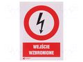 Safety sign; prohibitory; self-adhesive folie; W: 74mm; H: 105mm ANRO 5EZA74/105FS